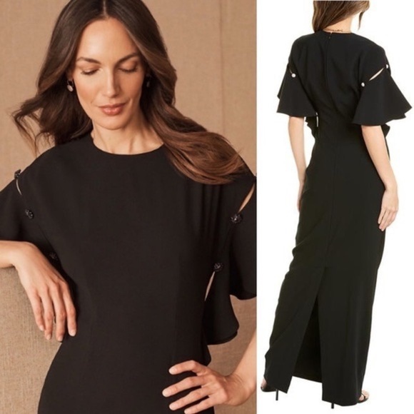 Sachin + Babi Agatha Ruffle Sleeve Gown with Crystal Beading Size 2 - Picture 1 of 12